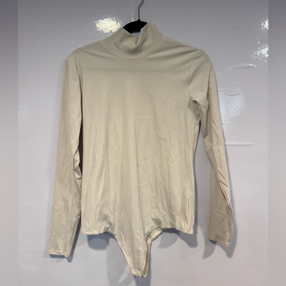 SPANX Off-White Ribbed Bodysuit